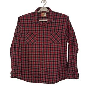 RuffHewn Flannel Shirt Mens XL Red Black Plaid Excellent Cotton Button Down